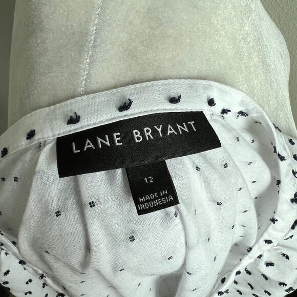 Lane Bryant White Embroidered Dot Long Sleeve Top Women's 12 Relaxed V-neck - Picture 7 of 8